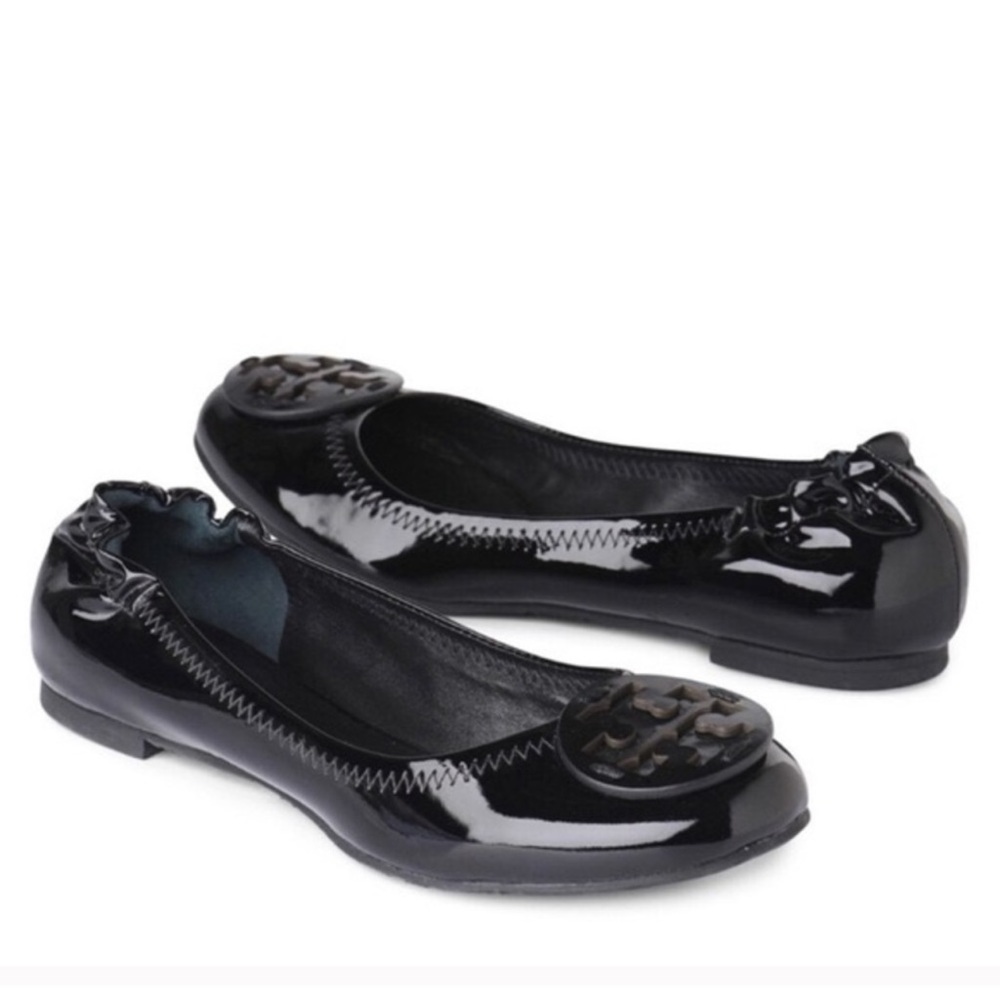 Tory Burch Reva Black Patent Flat | 8.5